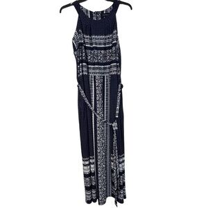 Lane Bryant Navy and White Maxi Dress with Belt and Pockets Women's Plus 22/24‎
